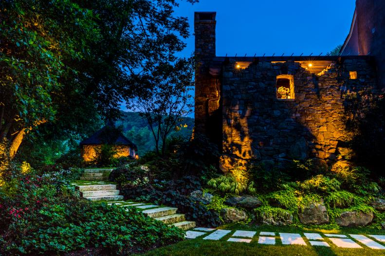 Stone Wall and Step Stone Walkway