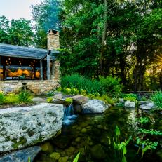 Outdoor Kitchen and Pond