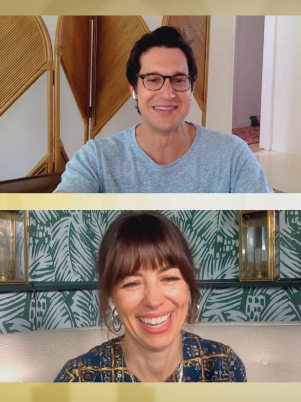 Comedians Natasha Leggero, Dan Levy and guest comedian Whitney Cummings laugh along with episodes of House Hunters on House Hunters: Comedians on Couches.