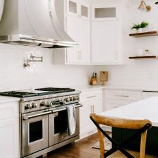 White Chef Kitchen With Country Barstool