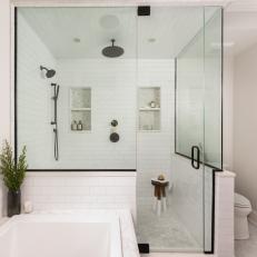 Tub and Glass Walk In Shower
