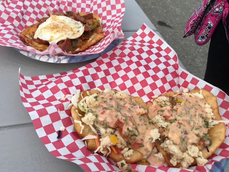 Fry bread dishes from a food truck in Anchorage, Alaska 