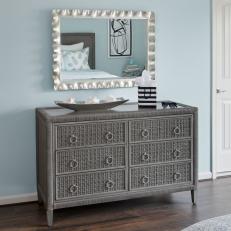 Gray Dresser and Silver Mirror