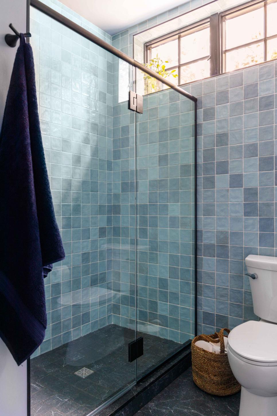 FloortoCeiling Blue Bathroom Tile HGTV