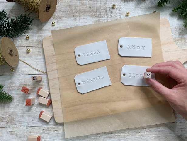 Add Name to Clay Gift Tag