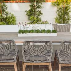 Outdoor Dining Table With Gray Chairs