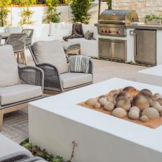 Outdoor Sitting Area With Gray Woven Chairs