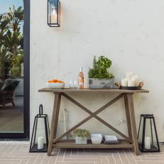 Outdoor Buffet Table and Lanterns