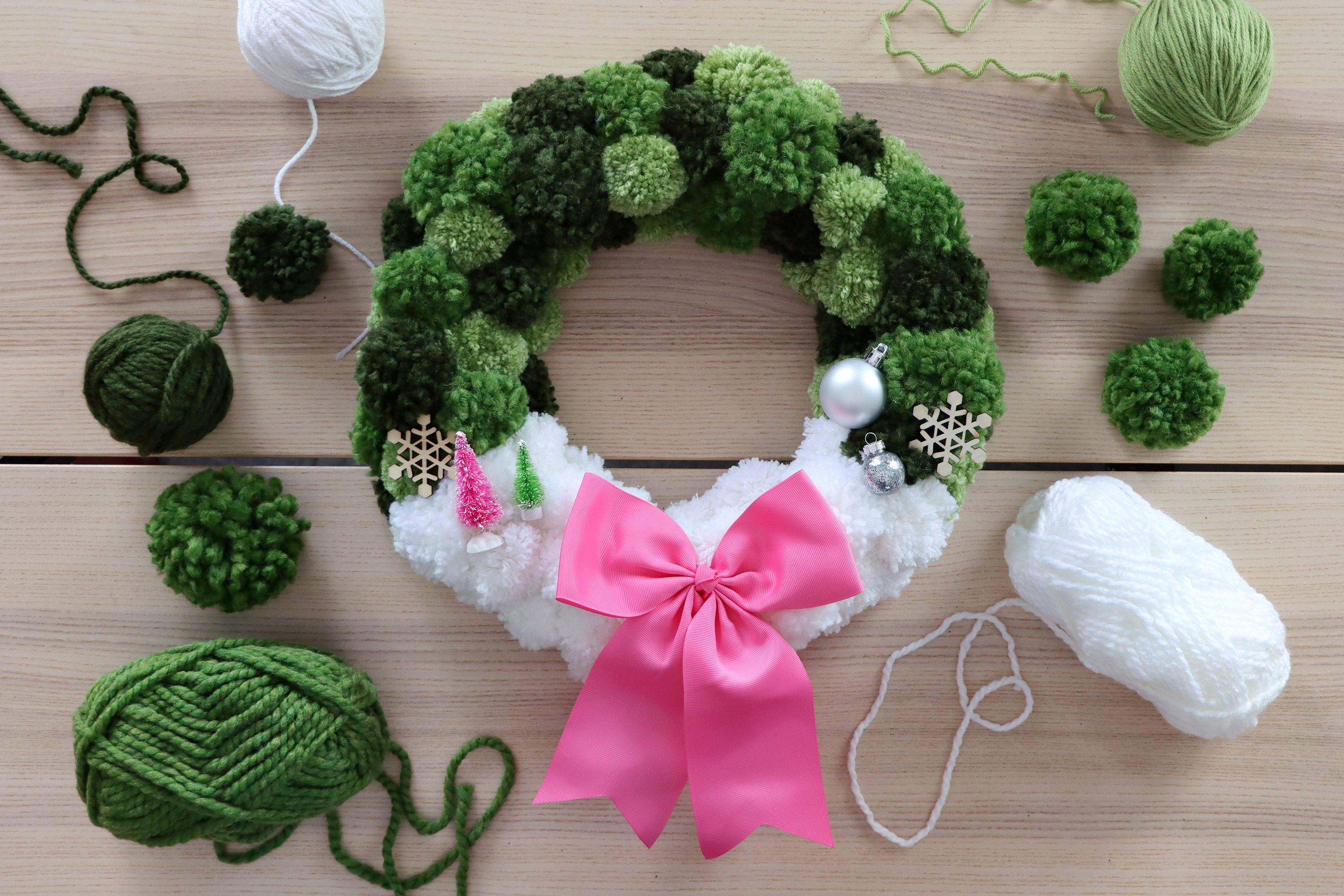 pom pom wreath holiday decor | christmas wreath Boho wreath