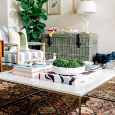 Eclectic Living Room With White Coffee Table