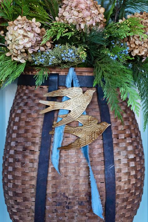 Winter Door Wreath Using A Basket - Major Hoff Takes A Wife