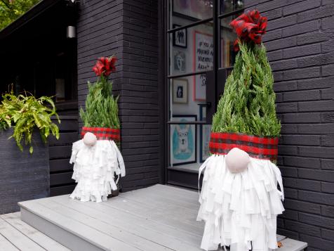 Transform Potted Evergreens Into Front Porch Holiday Gnomes