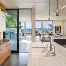 Modern Neutral Kitchen With Water Views