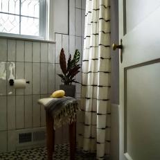 Black and White Bathroom With Patterns 