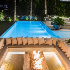 Modern Backyard With Sunken Fire Table
