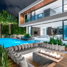 Pool and Sunken Outdoor Sitting Area 