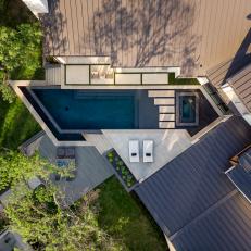Patio and Pool Overview With Pavers
