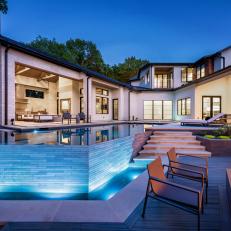 Patio With Infinity Pool at Night