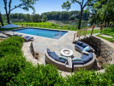 Waterfront Pool and Curved Sitting Area