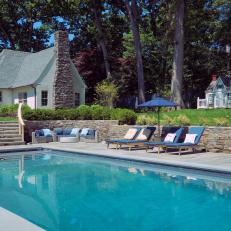 Swimming Pool and Stone Retaining Wall