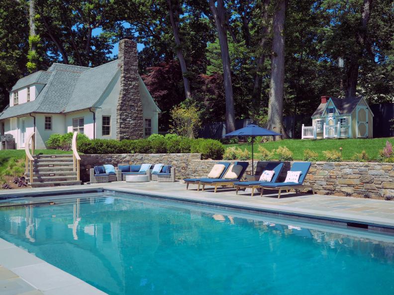  Pool and Stone Retaining Wall