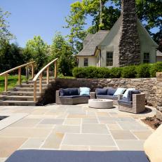 Poolside Patio With Curved Sitting Area