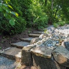 Stone Steps in Woodland Backyard