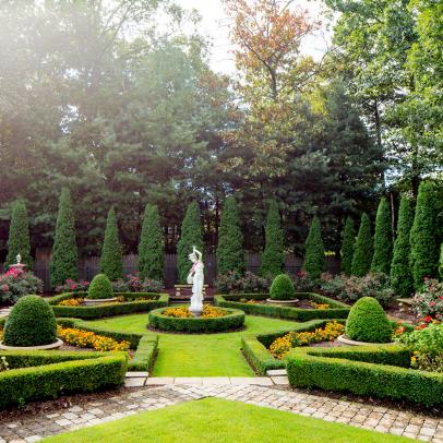 Formal Garden With Yellow Flowers