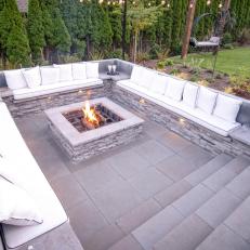 Gray and White Sunken Sitting Area