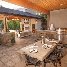 Outdoor Kitchen and Dining Area
