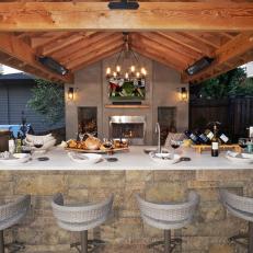 Outdoor Bar and Living Room With Beams