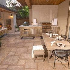 Outdoor Kitchen and Gray Dining Table