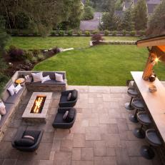 Overhead View of Fire Pit and Bar
