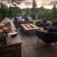 Fire Pit Sitting Area at Sunset