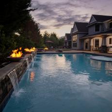 Pool With Fire Bowls