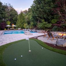 Luxury Backyard With Golf Green