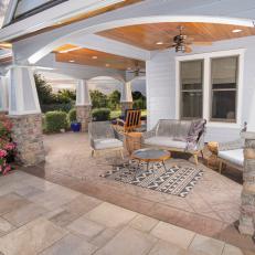 Covered Patio With Striped Rug