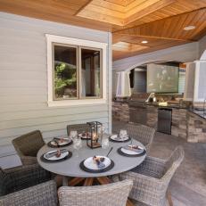 Gray Outdoor Dining Table and Kitchen