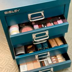 Makeup Stored in File Cabinet