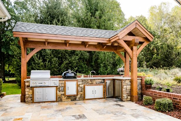 Outdoor Kitchen and Wood Beams