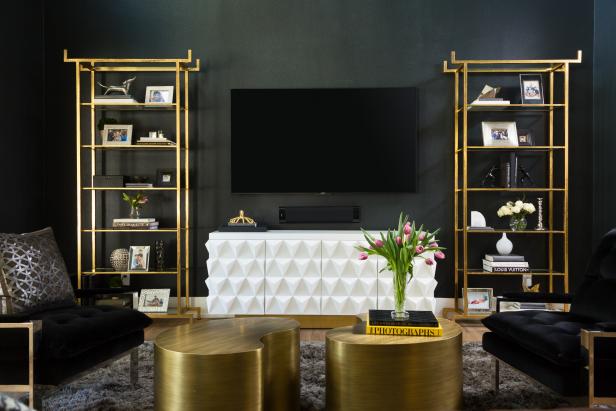 Black and Gold Art Deco Living Room