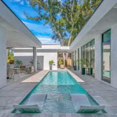 Modern Courtyard With Lap Pool