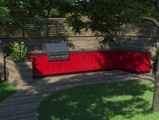 Brown Jordan creative director Daniel Germani says bright colors, especially red, is trending in outdoor kitchens. According to Germani, "82% of American homeowners interested in updating their outdoor space."