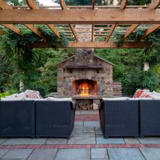Pergola and Outdoor Stone Fireplace