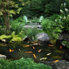 Koi Pond and Green Chairs