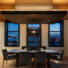 Industrial Dining Room With Bridge View