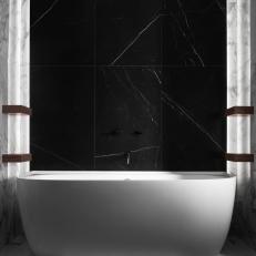 Soaking Tub and Black Accent Wall