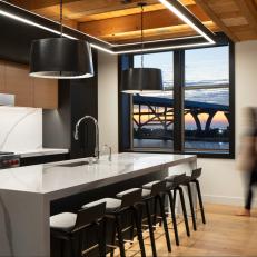 Modern Industrial Kitchen With LED Lighting