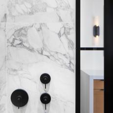 Modern Shower With Black Fixtures
