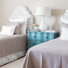 Transitional Guest Bedroom With Twin Beds